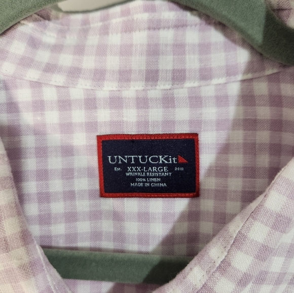 Untuck It Men's Lavender Linen Checkered Shirt. Size XXX Large - Picture 2 of 8